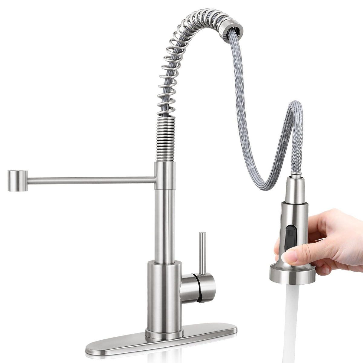Kitchen Faucet with Pull Down Sprayer, Brushed Nickel