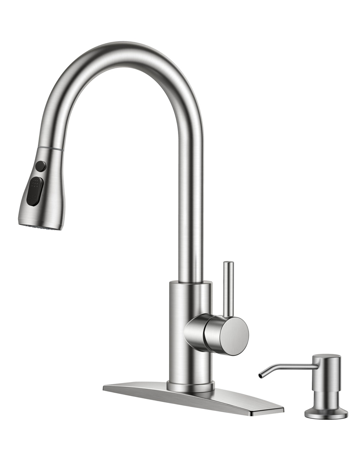 FORIOUS Kitchen Faucets Pull Down Sprayer, Stainless Steel, Brushed Nickel