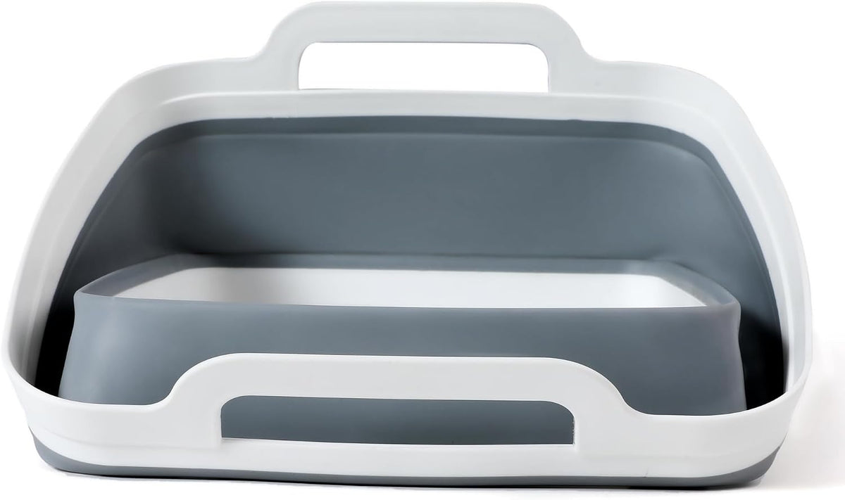 FOSJGO Collapsible Dish Basin with Drain Plug, Foldable Sink, 2.4 Gal (9L)