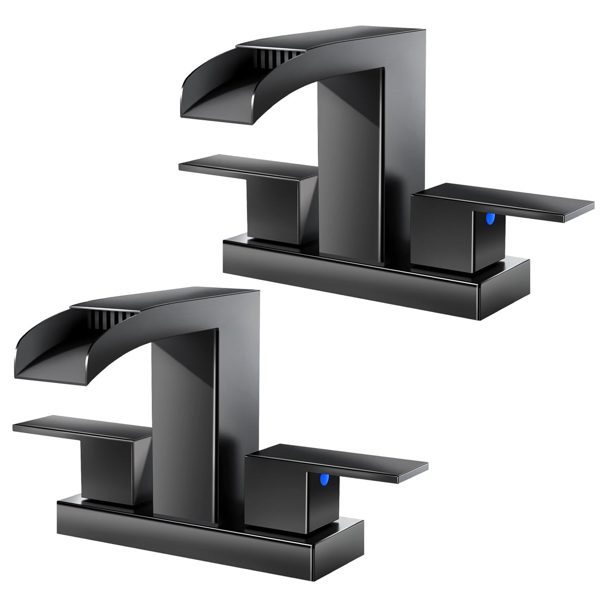 Cobbe Waterfall Bathroom Faucet, Brushed Nickel 4 Inch Centerset 3 Hole
