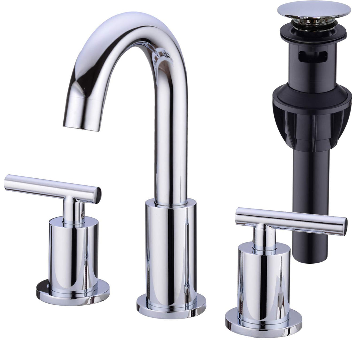 TRUSTMI Brushed Gold Bathroom Faucet 3 Hole 8 Inch Widespread, Swivel Spout