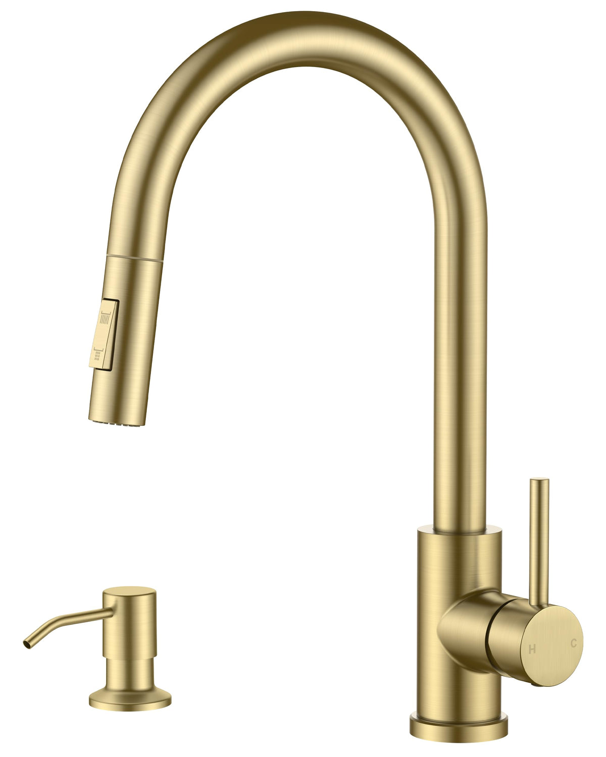 FORIOUS Kitchen Faucet, 2-Mode Pull Down Sprayer, Classic Brushed Gold