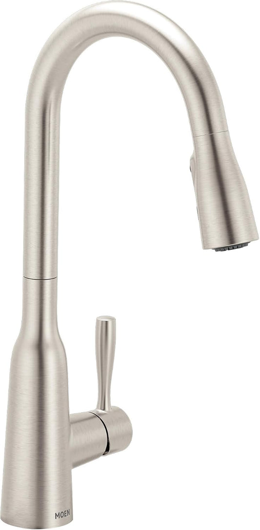 Moen Orivesi Stainless Pulldown Kitchen Faucet with Power Boost, Transitional Kitchen Faucet, One-Handle Single Hole High Arc, Easy Installation, Spot Resist Finish, 87891SRS