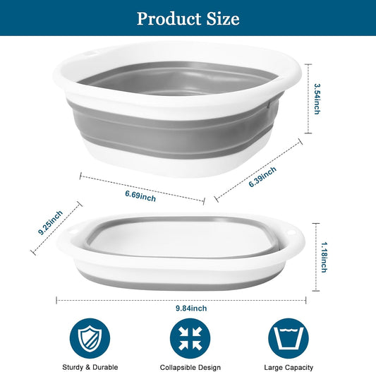 Small Collapsible Wash Basin, Mini Foldable Sink Tub (3.5L) with Hook, Lightweight Portable Wash Bowl for Dorm, Travel, Small Laundry & Makeup Cleaning BPA-Free Space-Saving Design(Gray)