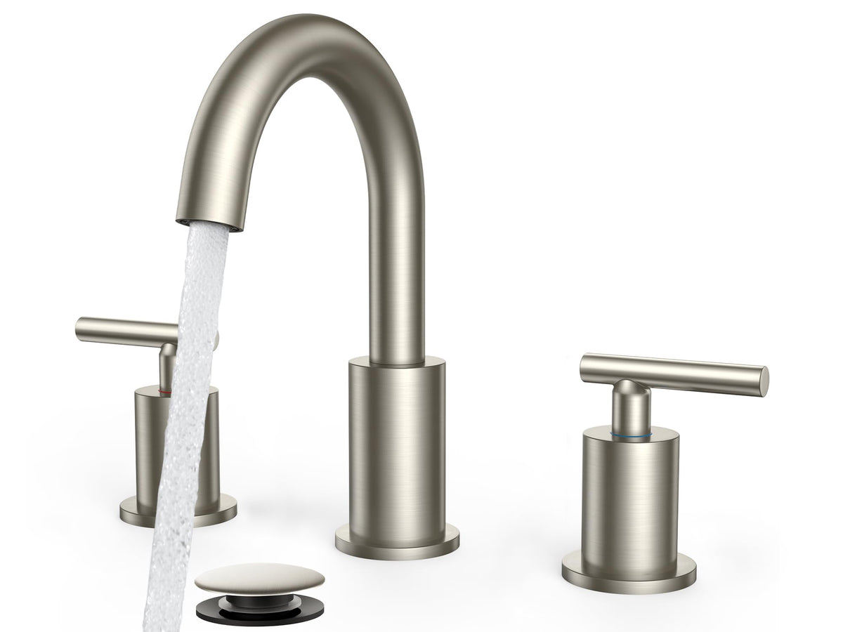 FORIOUS 8 Inch Brushed Gold Bathroom Faucet 3 Hole, Widespread Gold Faucet