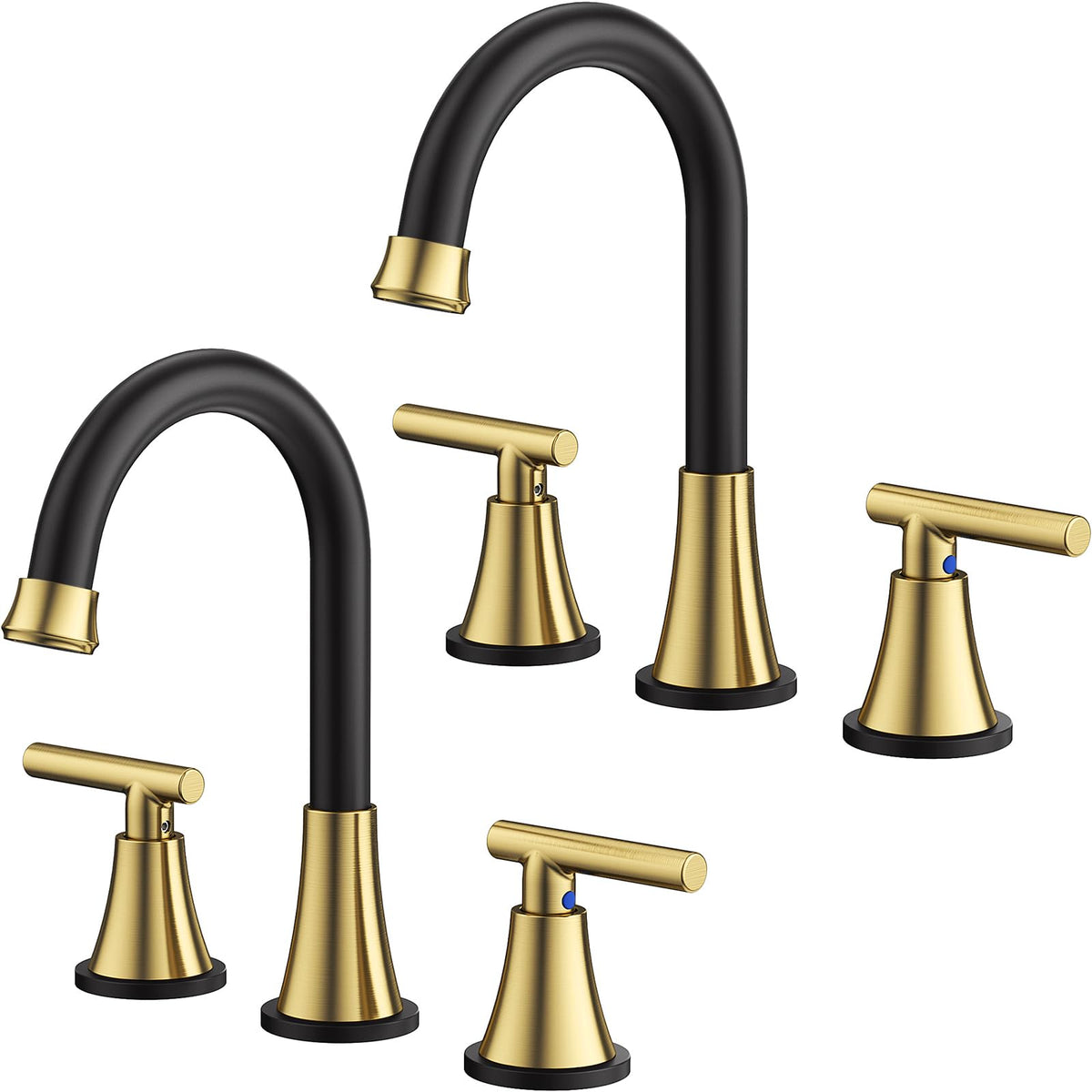 Bathroom Faucet 3 Hole, Matte Black Faucets with Drain and Supply Lines