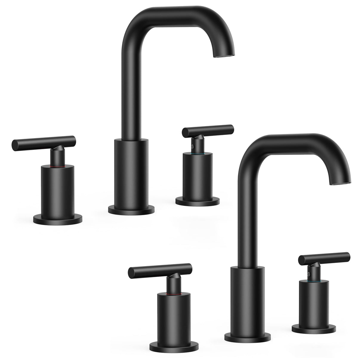 FORIOUS Bathroom Sink Faucet 3 Hole Widespread 8 Inch 2 Handle Matte Black