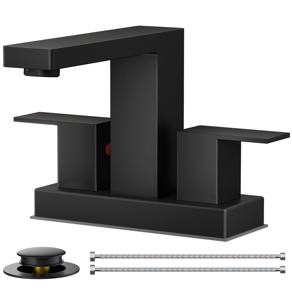 FORIOUS Black Bathroom Faucet 3 Hole, Matte Black Bathroom Sink Faucet Wide