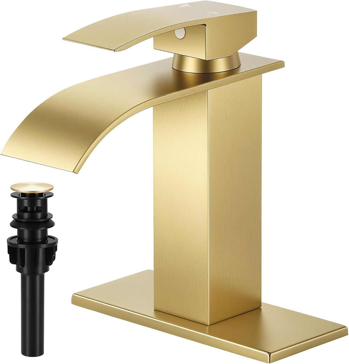 Brushed Gold Bathroom Faucets, Waterfall Bathroom Sink Faucet