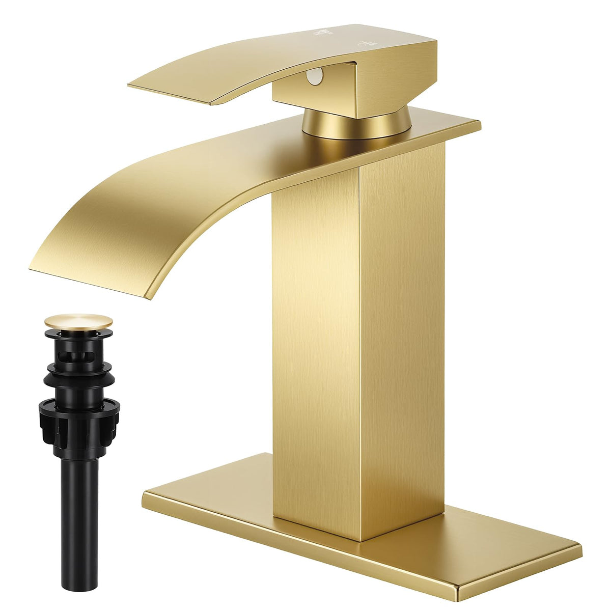 Brushed Gold Bathroom Faucets, Waterfall Bathroom Sink Faucet