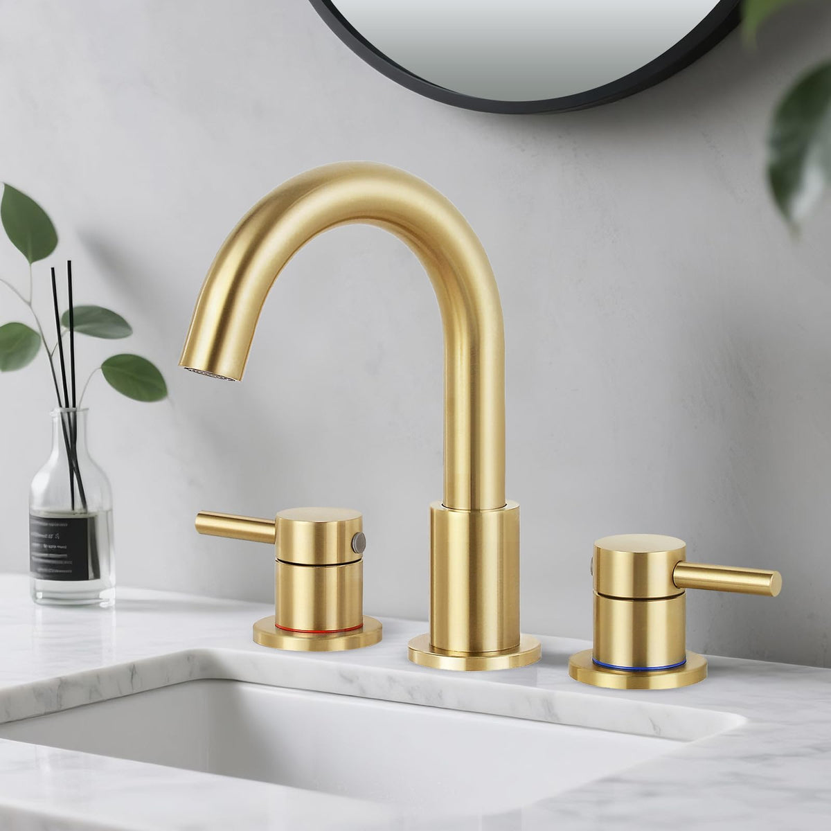 Bathroom Faucet 3 Hole Brushed Nickel, 2-Handle Widespread Faucet