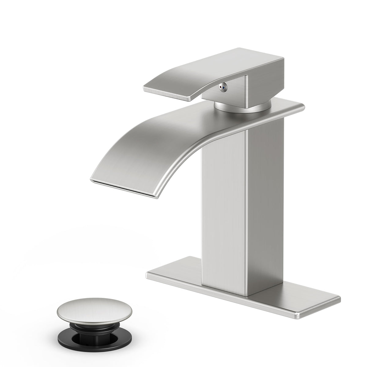 Ryuwanku Waterfall Bathroom Faucet, Matte Black Stainless Steel, 1-Handle