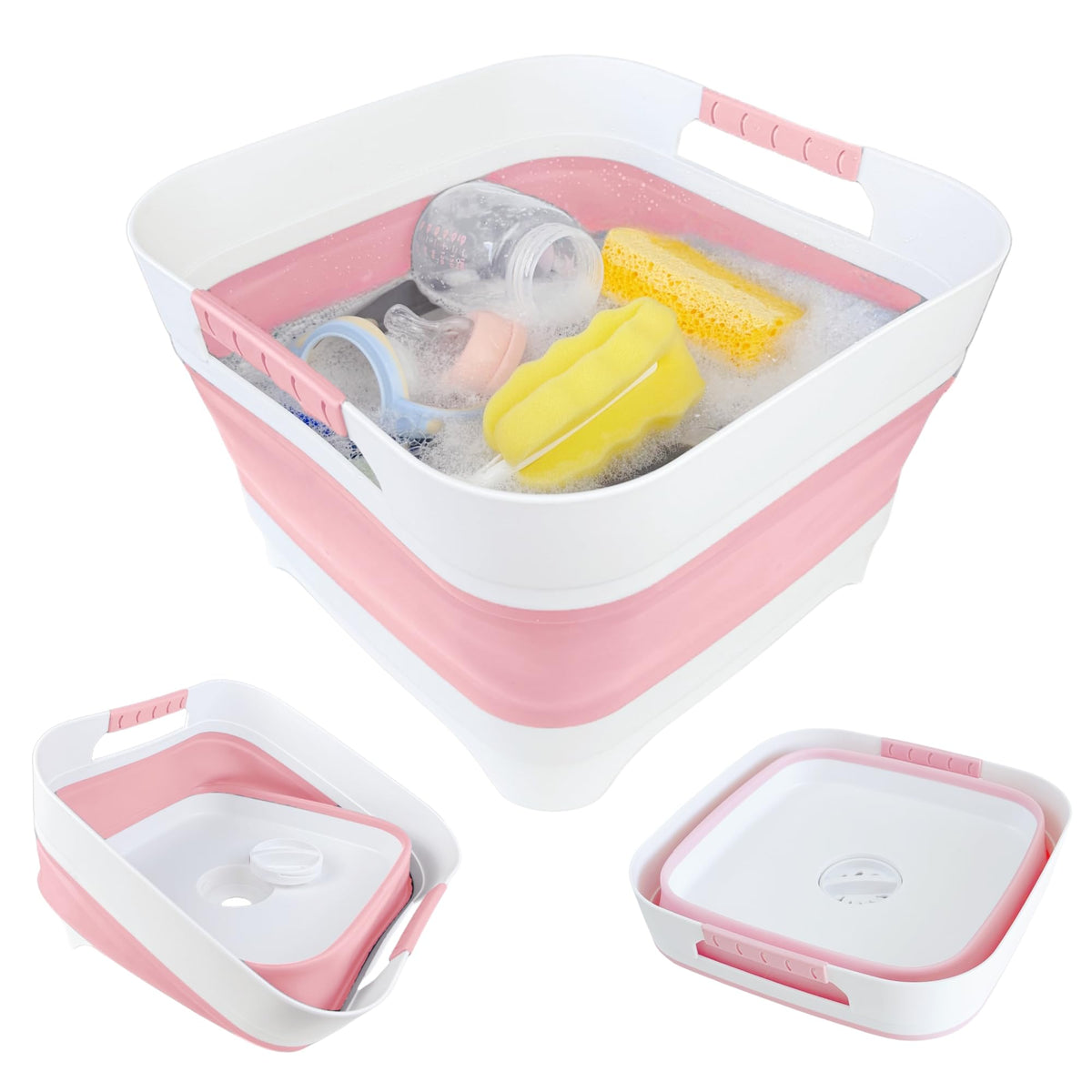GIMWA 2.6 Gal Collapsible Baby Bottle Wash Basin with Drain Plug