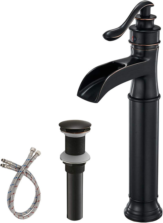 BWE Waterfall Spout Oil Rubbed Bronze Bathroom Faucet Vessel Sink Faucet