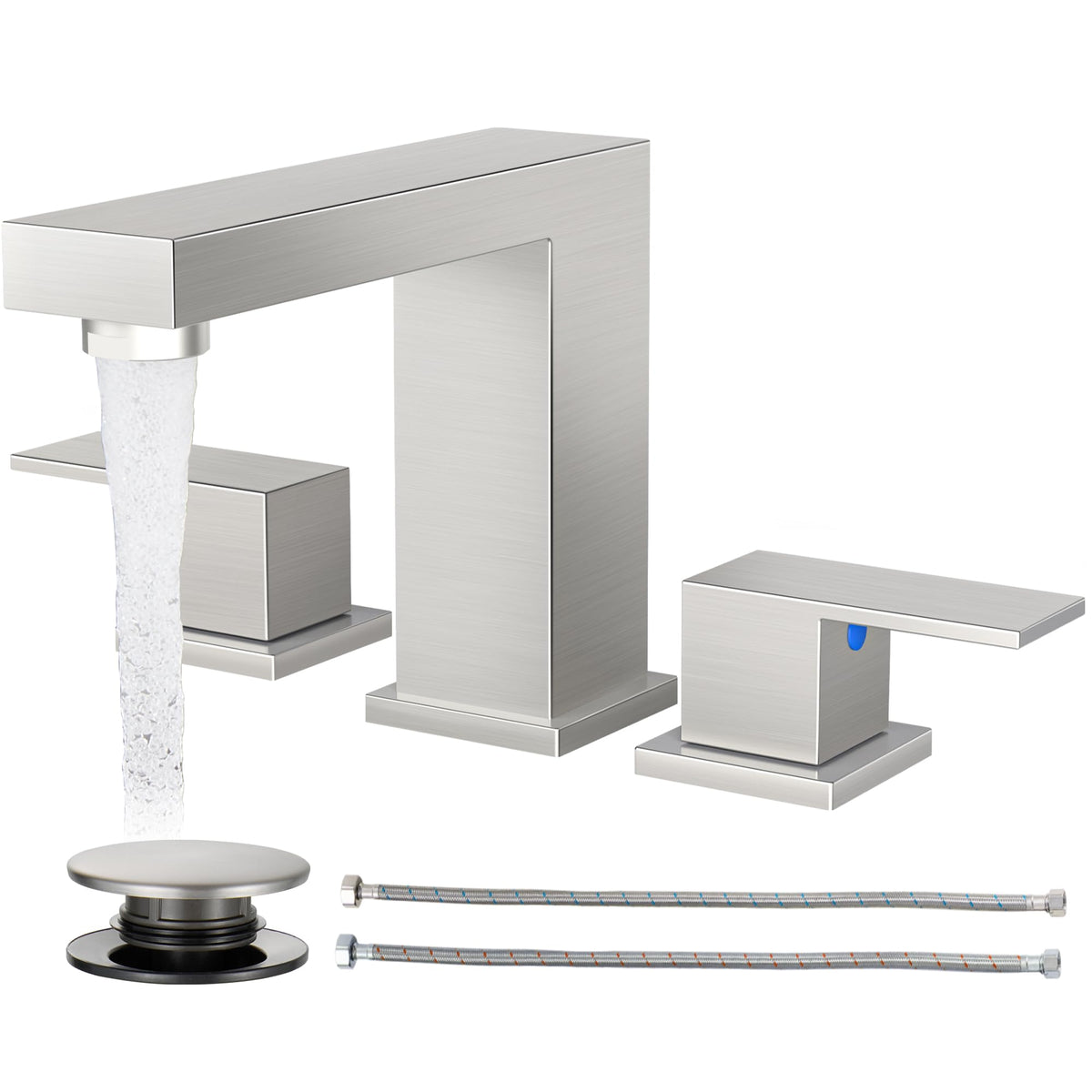 Cobbe Waterfall Bathroom Faucet, Brushed Nickel 4 Inch Centerset 3 Hole