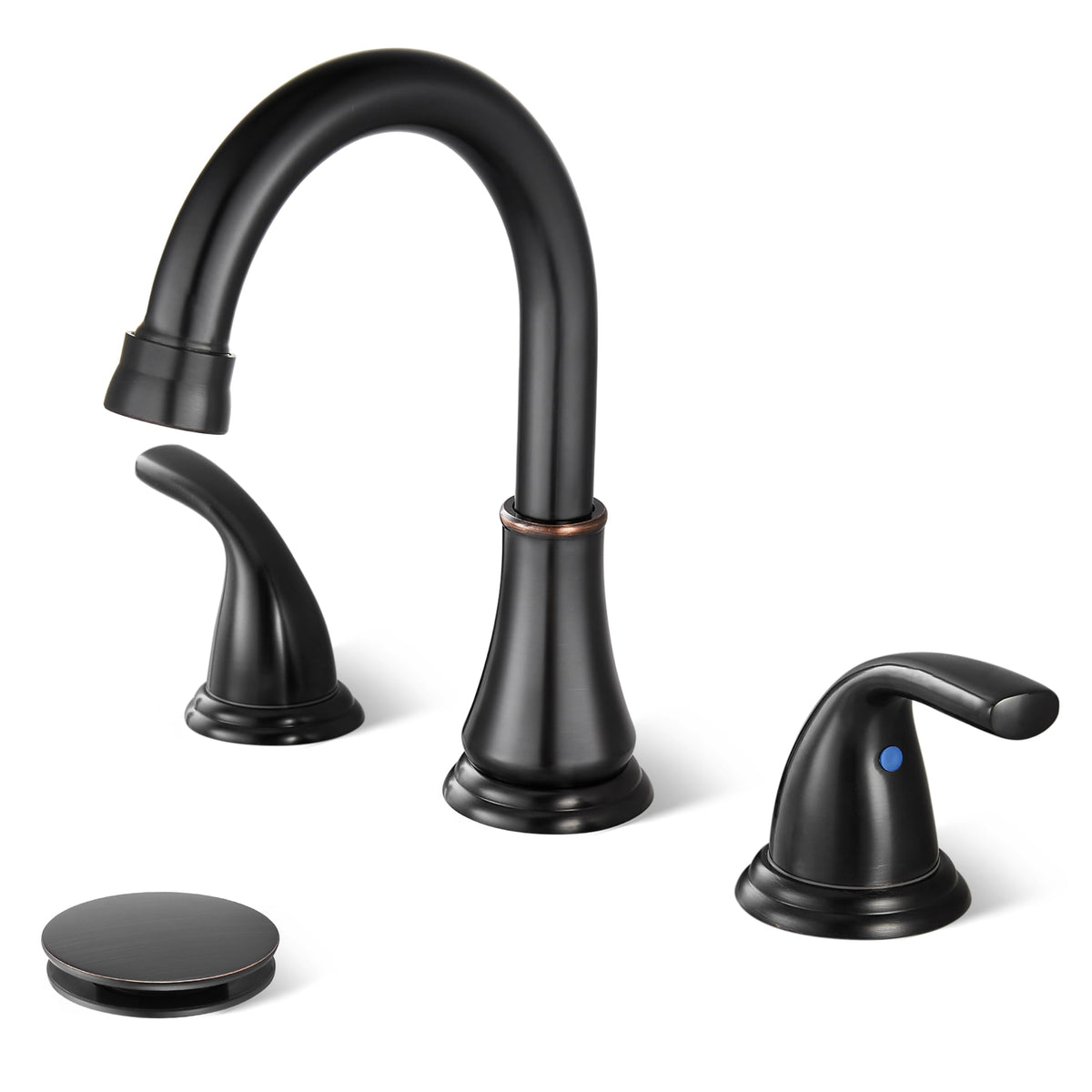 Brushed Nickel Widespread Bathroom Sink Faucet, 3 Hole 8 Inch