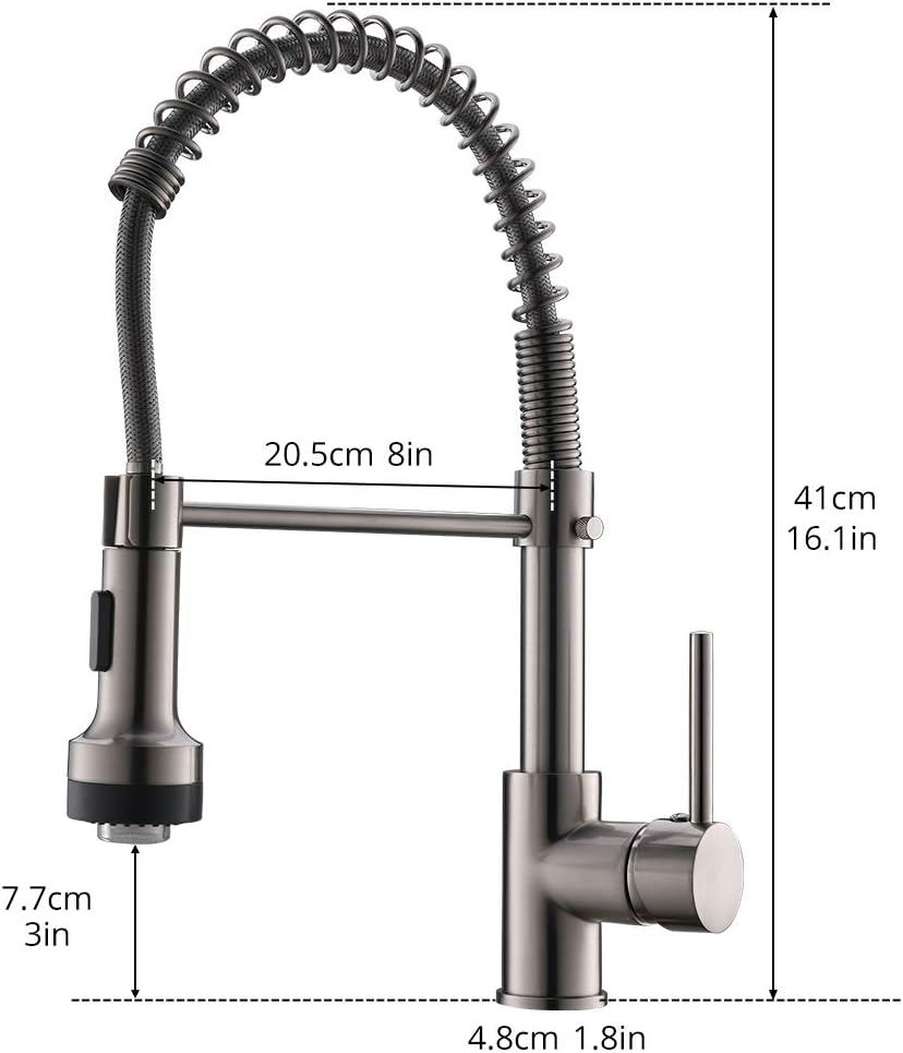 AIMADI Modern Kitchen Faucet Pull Down Sprayer,Stainless Steel Single Handle Kitchen Sink Faucet with LED Light,Brushed Nickel