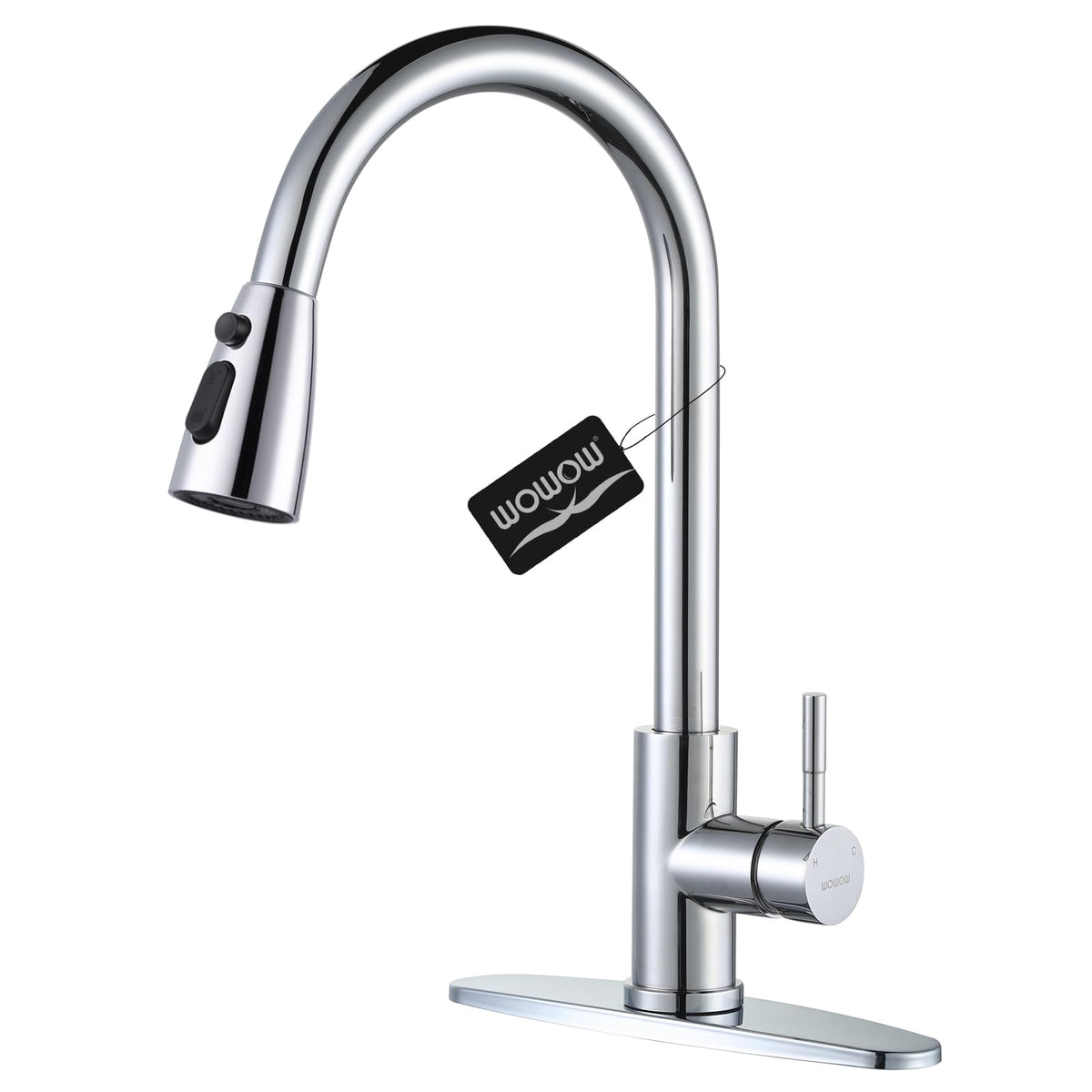 WOWOW Kitchen Faucet with Soap Dispenser: 304 Stainless Steel Kitchen Sink Faucet with Pull Down Sprayer 3 Modes, Single Handle High Arc Mixer Taps for Sink, RV, Laundry, Bar (Brushed Nickel)