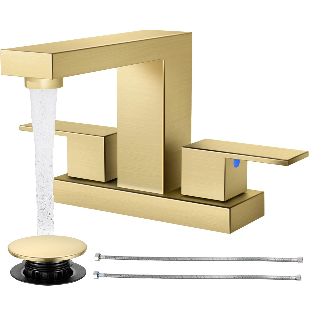 Cobbe Waterfall Bathroom Faucet, Brushed Nickel 4 Inch Centerset 3 Hole