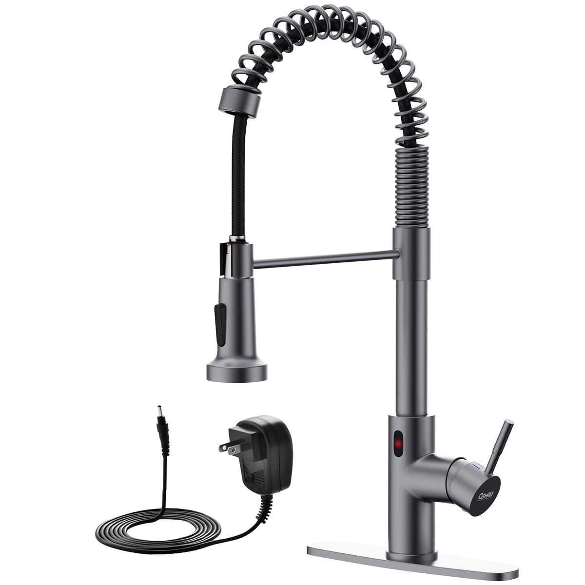 GIMILI Matte Black Touchless Kitchen Faucet with Spring Pull Down Sprayer