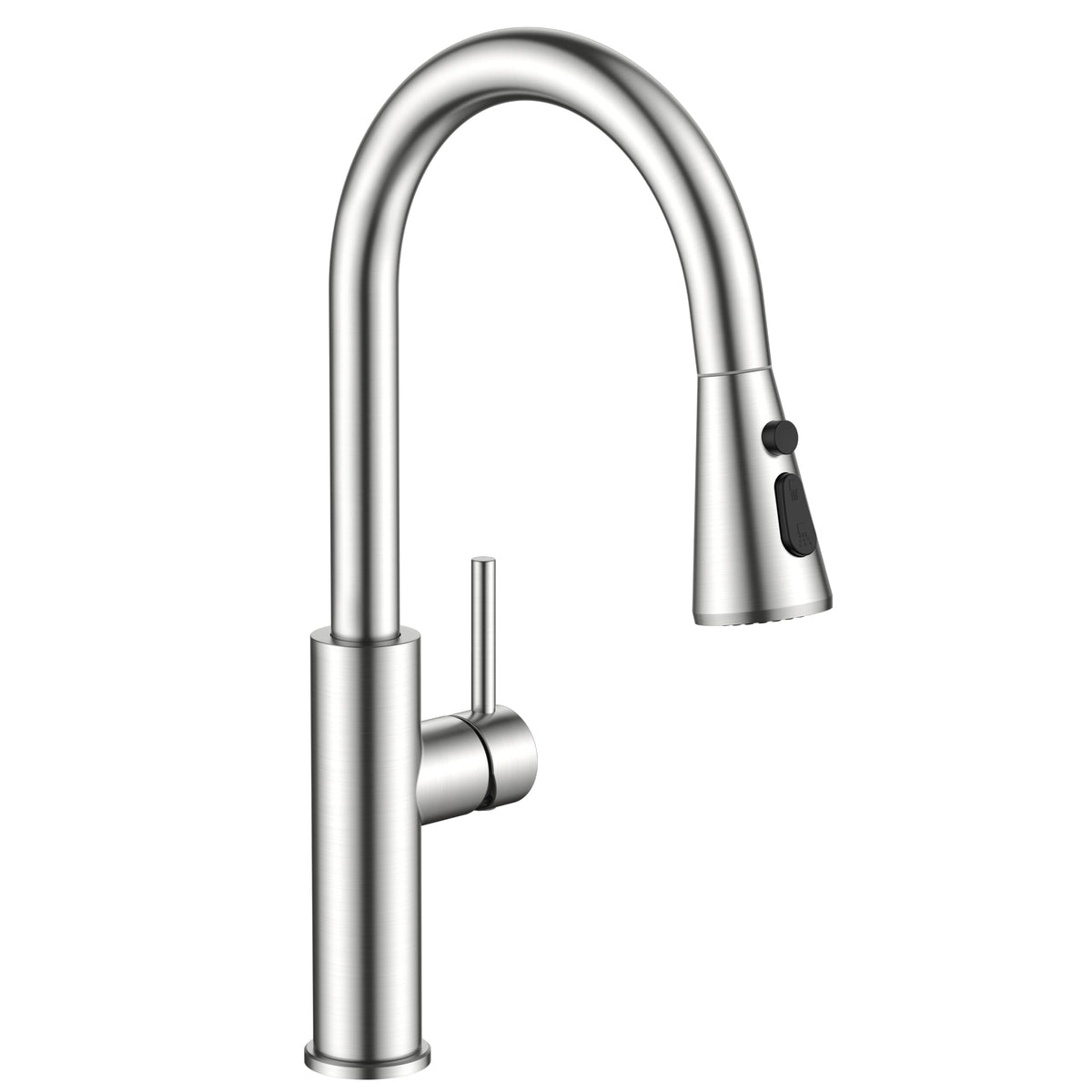 FORIOUS Black Kitchen Faucet with Pull Down Sprayer, Stainless Steel