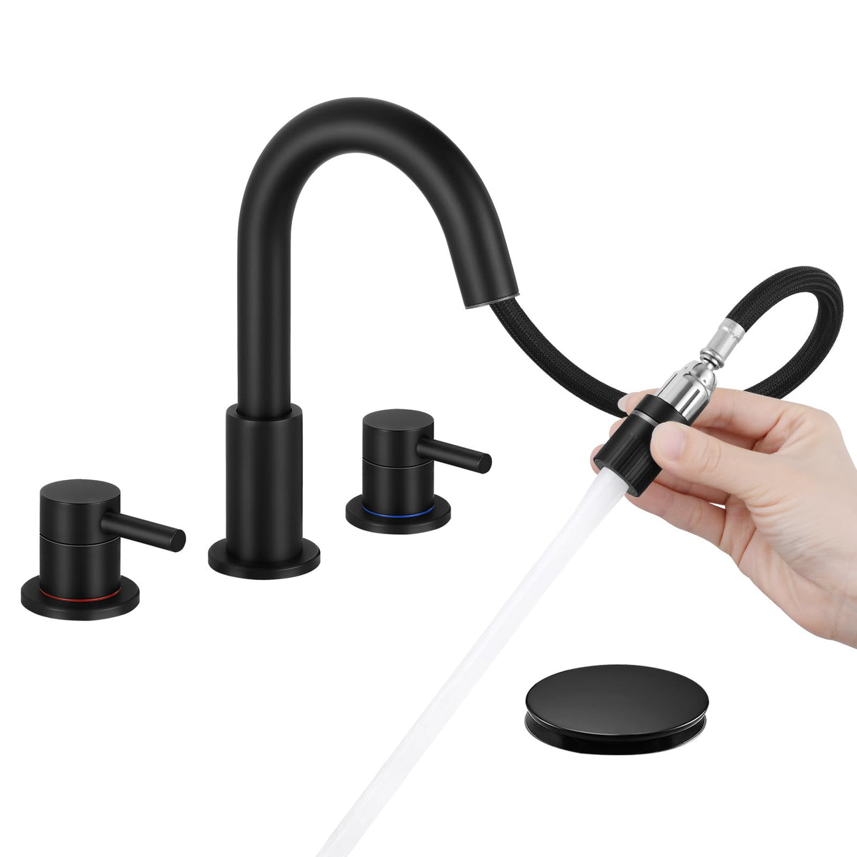 Bathroom Faucet 3 Hole Brushed Nickel, 2-Handle Widespread Faucet