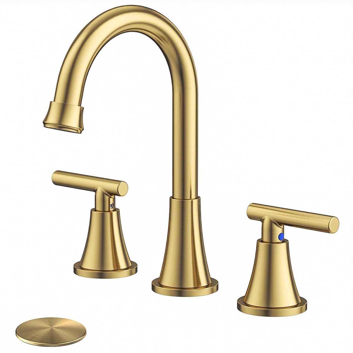 Bathroom Faucet 3 Hole, Matte Black Faucets with Drain and Supply Lines