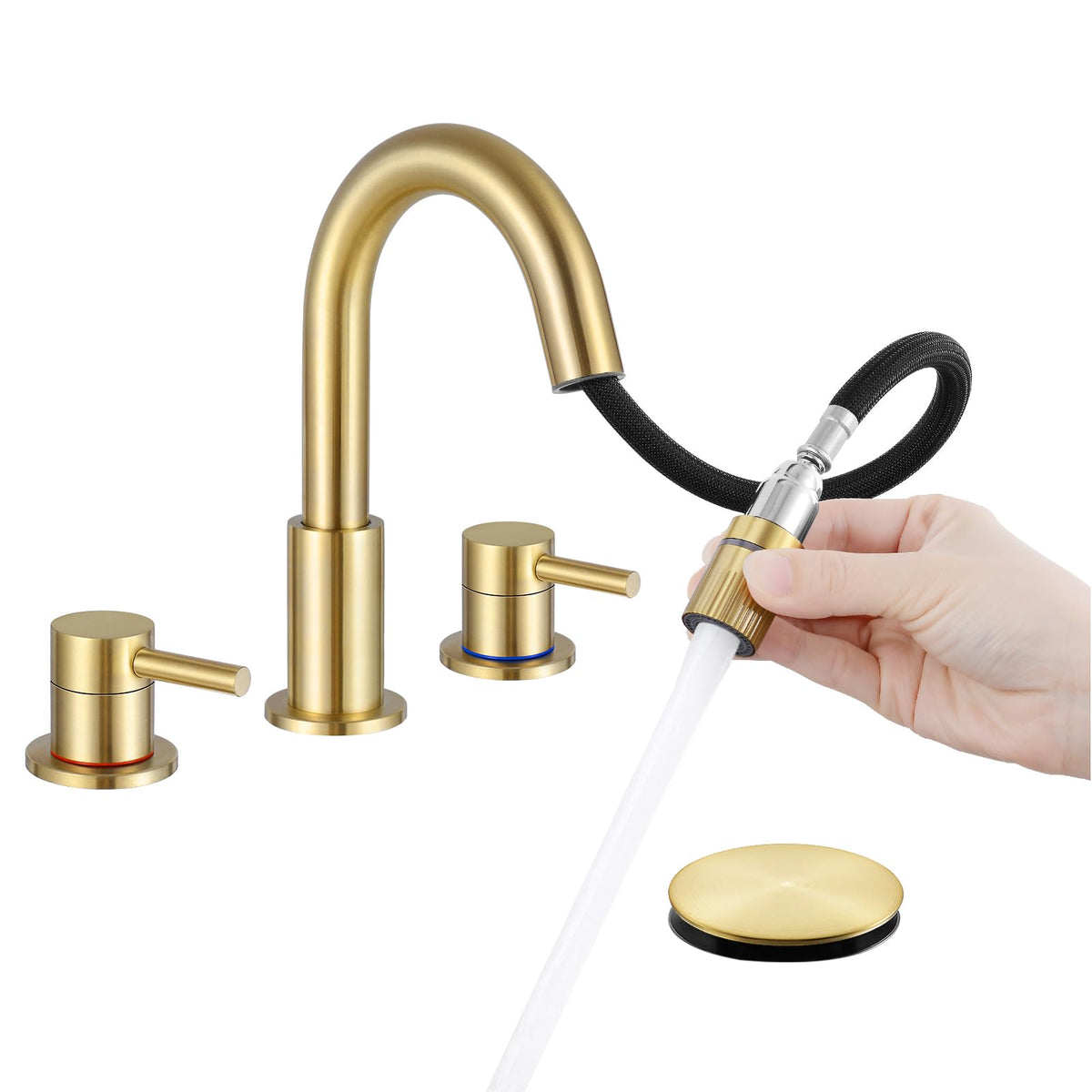 Bathroom Faucet 3 Hole Brushed Nickel, 2-Handle Widespread Faucet
