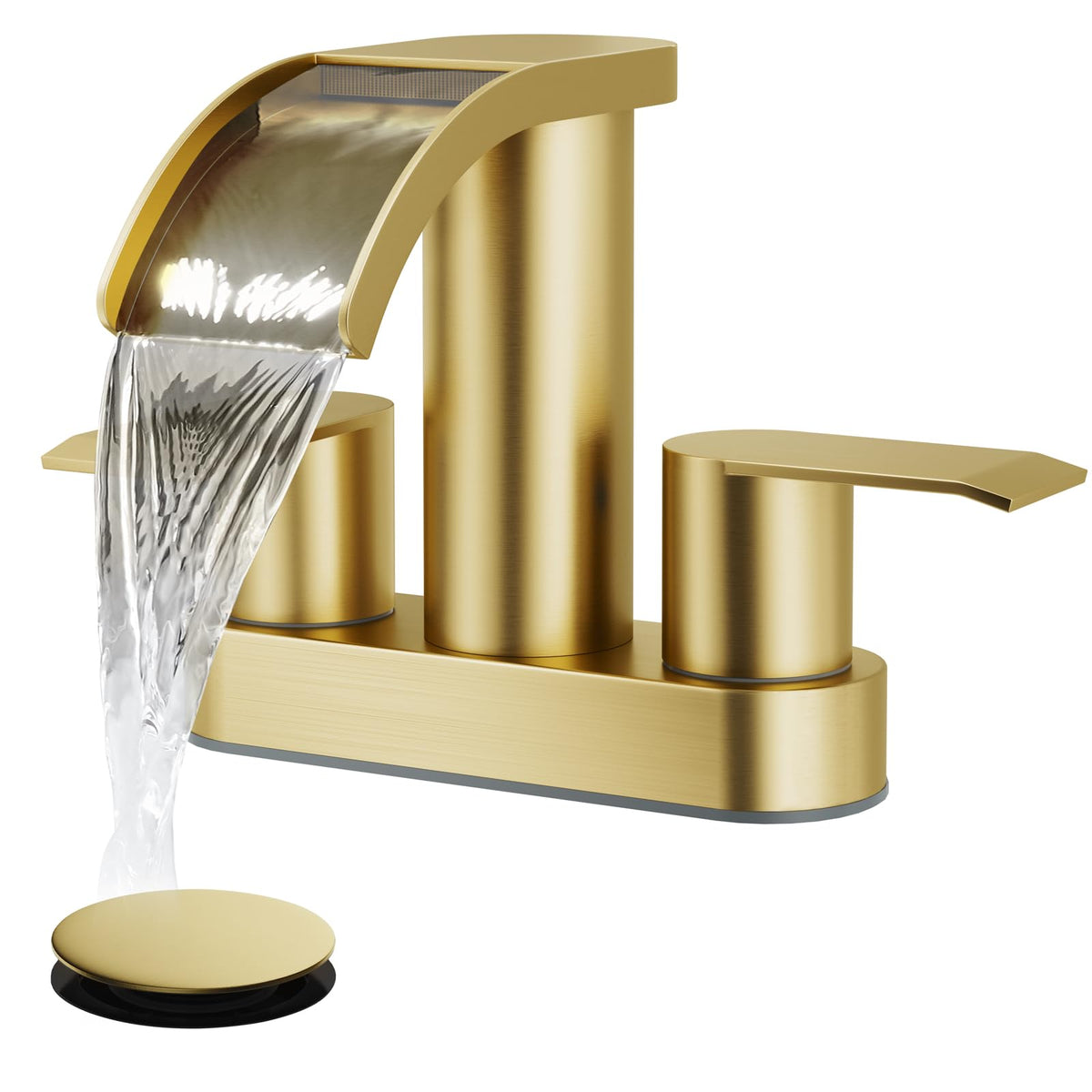 gotonovo 4’’ Centerset Bathroom Sink Faucet Waterfall Brushed Nickel