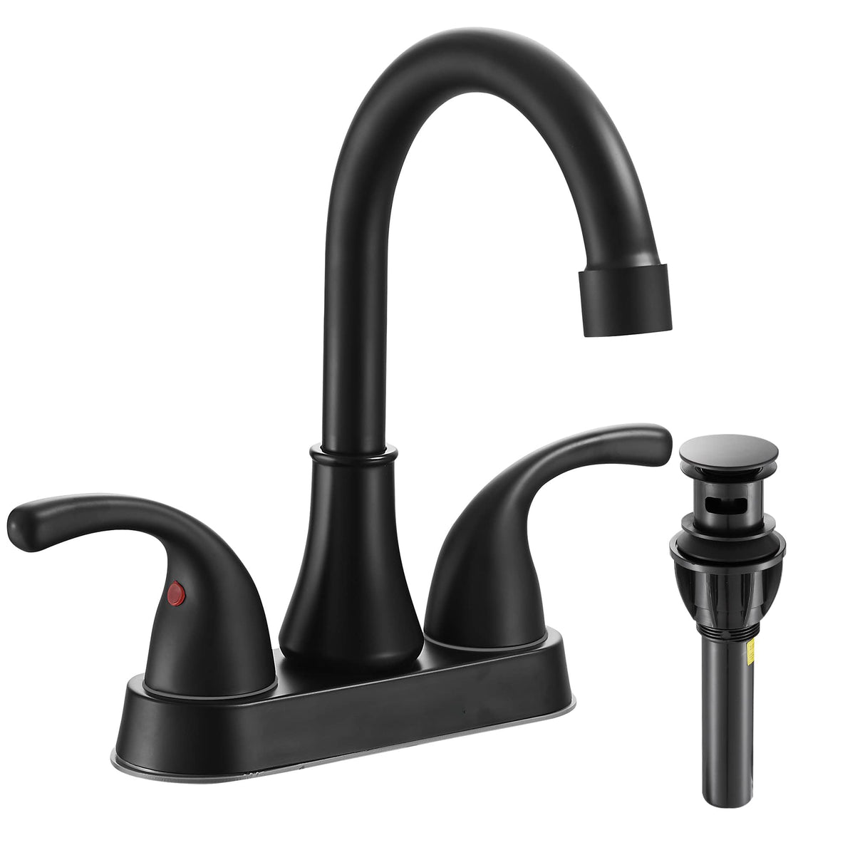 Bathroom Sink Faucet FRANSITON 4 Inch 2 Handle Bathroom Sinks Faucets Lead-Free Oil Rubbed Bronze Bath Sinks Faucets with Pop-up Drain Stopper and Supply Hoses