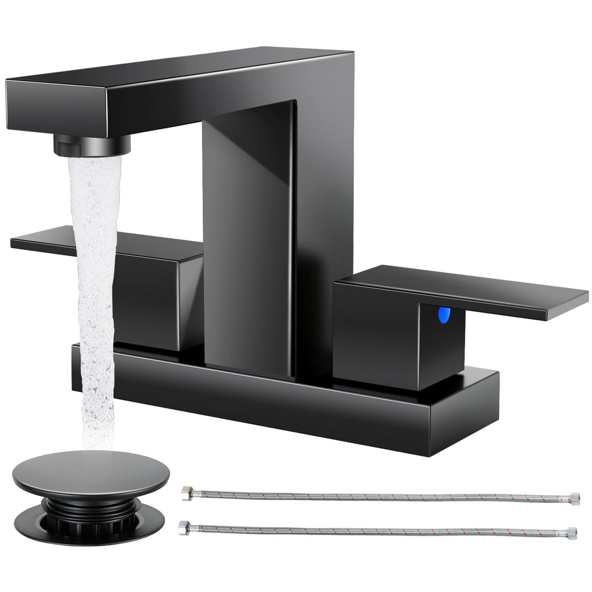 Cobbe Waterfall Bathroom Faucet, Brushed Nickel 4 Inch Centerset 3 Hole