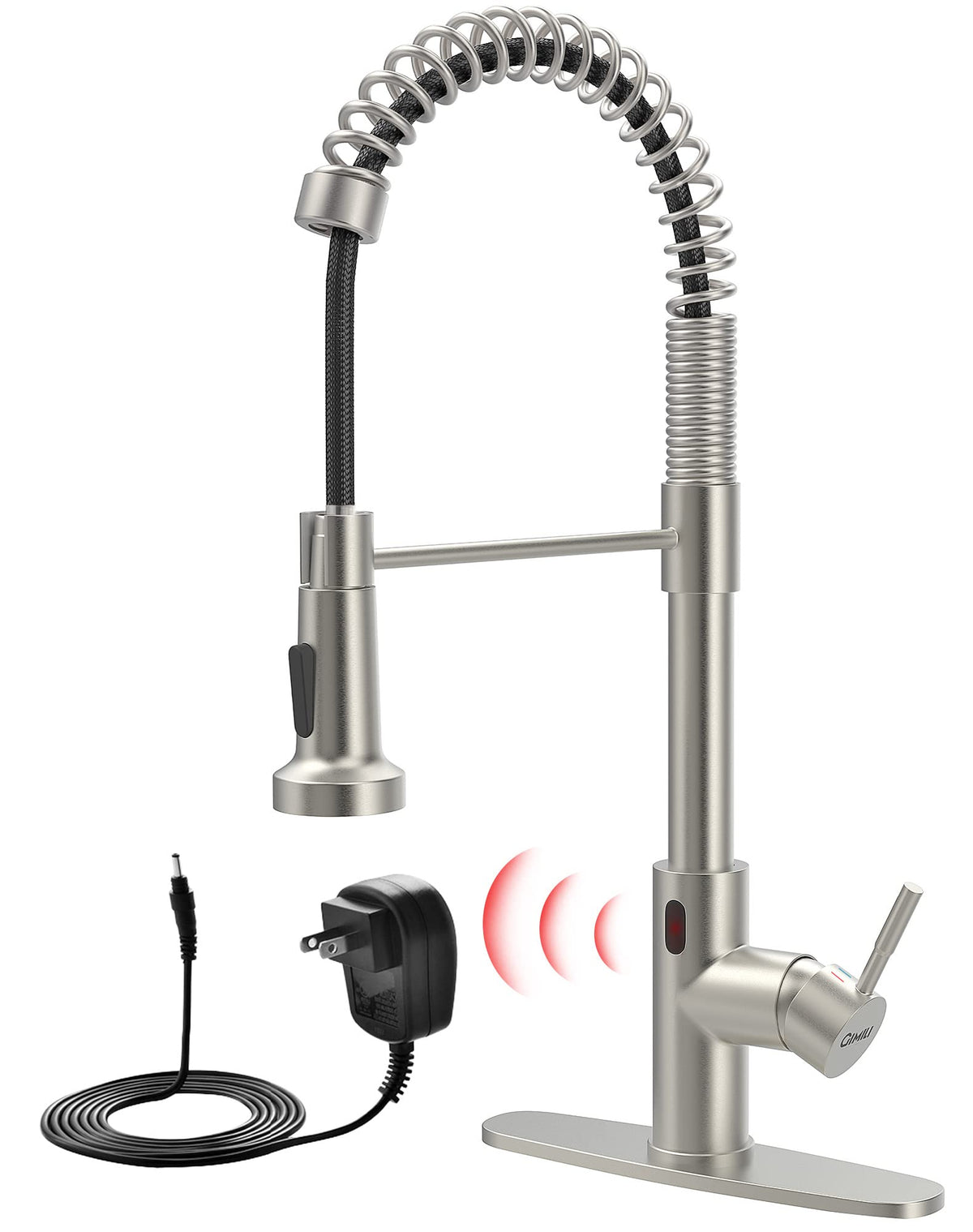 GIMILI Matte Black Touchless Kitchen Faucet with Spring Pull Down Sprayer