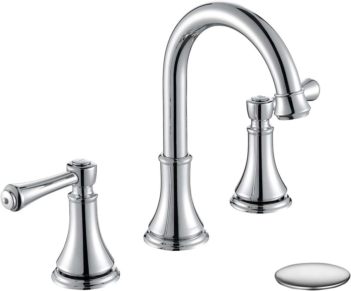 TimeArrow Chrome Widespread Bathroom Sink Faucet 3 Holes with Pop-Up Drain