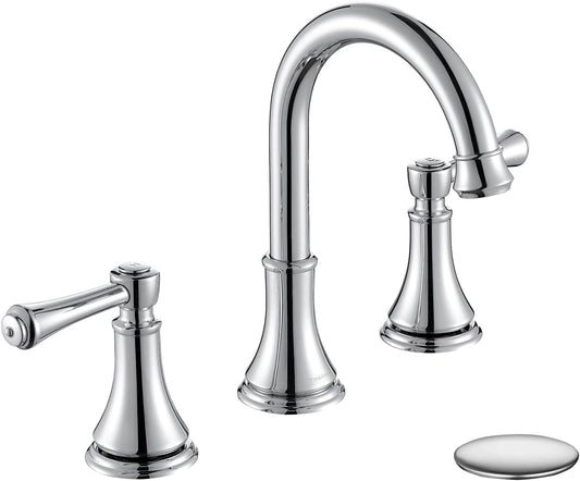TimeArrow Chrome Widespread Bathroom Sink Faucet 3 Holes with Pop-Up Drain