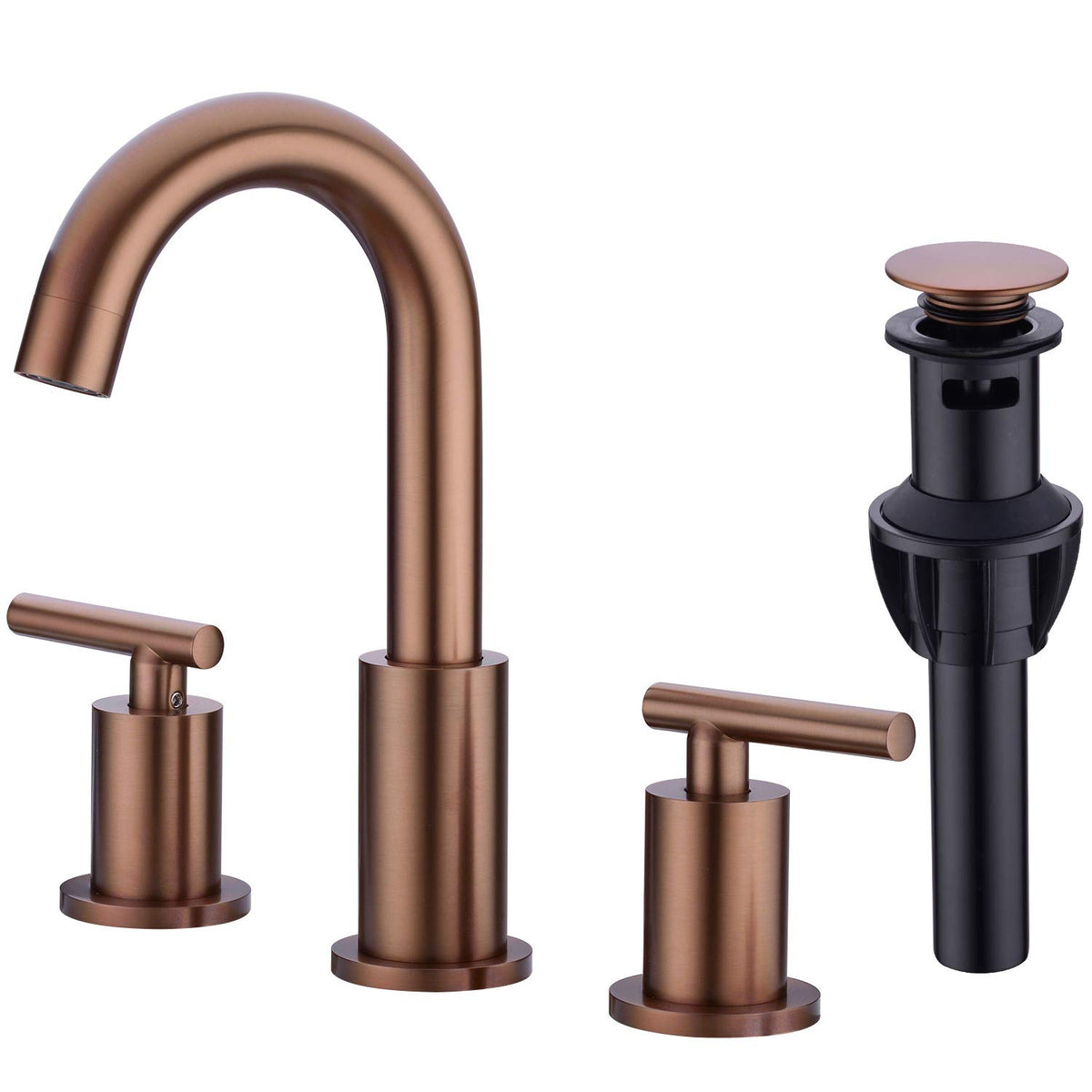 TRUSTMI Brushed Gold Bathroom Faucet 3 Hole 8 Inch Widespread, Swivel Spout