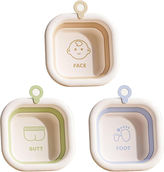 Square Collapsible Wash Basins 3-Pack, Small Foldable Baby Bath Tub for Sink, Lightweight Portable Cleaning Basin for Travel, Camping, Dishes, Laundry