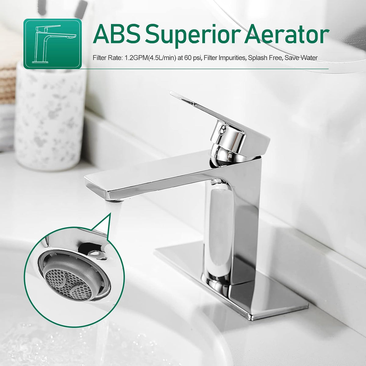 VOTON Chrome Bathroom Faucet Single Handle Bathroom Sink Faucet Lavatory Vanity Faucet with Pop Up Drain & Water Supply Lines