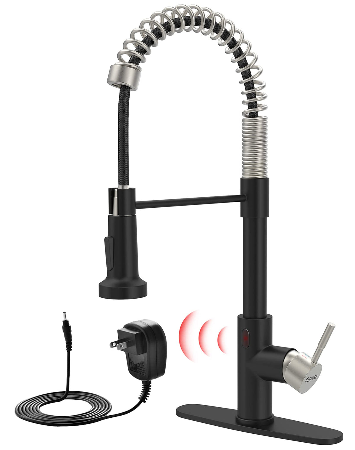 GIMILI Matte Black Touchless Kitchen Faucet with Spring Pull Down Sprayer