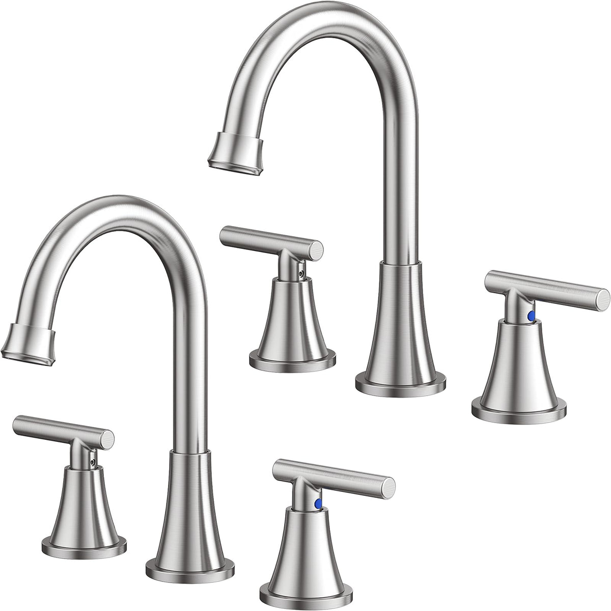 Bathroom Faucet 3 Hole, Matte Black Faucets with Drain and Supply Lines