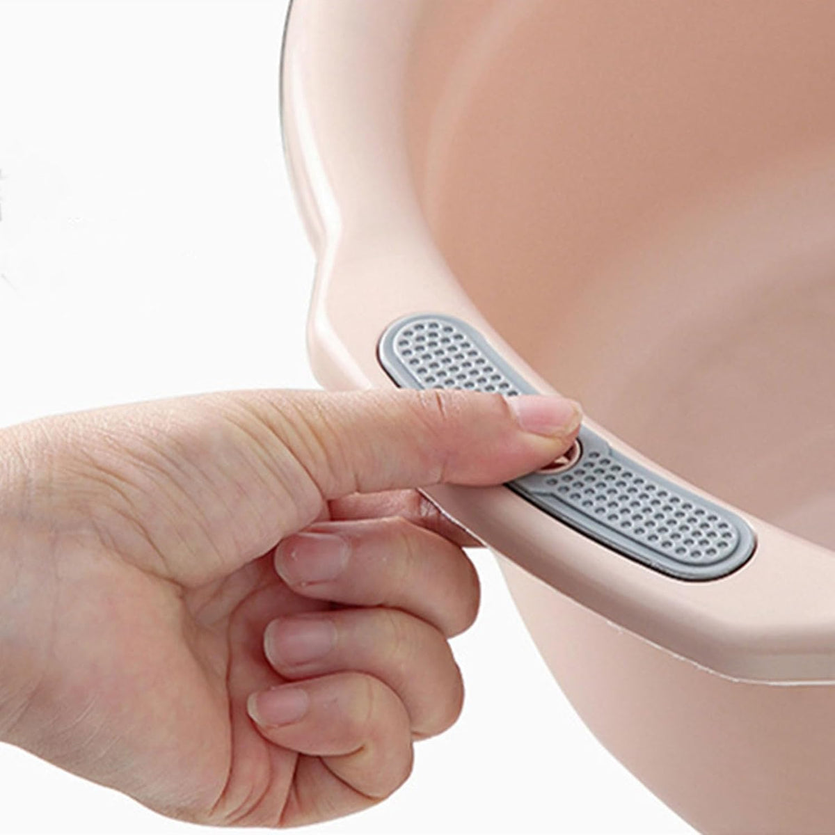 Plastic Washing Basin Multipurpose Adult Foot Washbasin Tub with Double Handles for Home Bathroom (Medium‑Peach Pink)