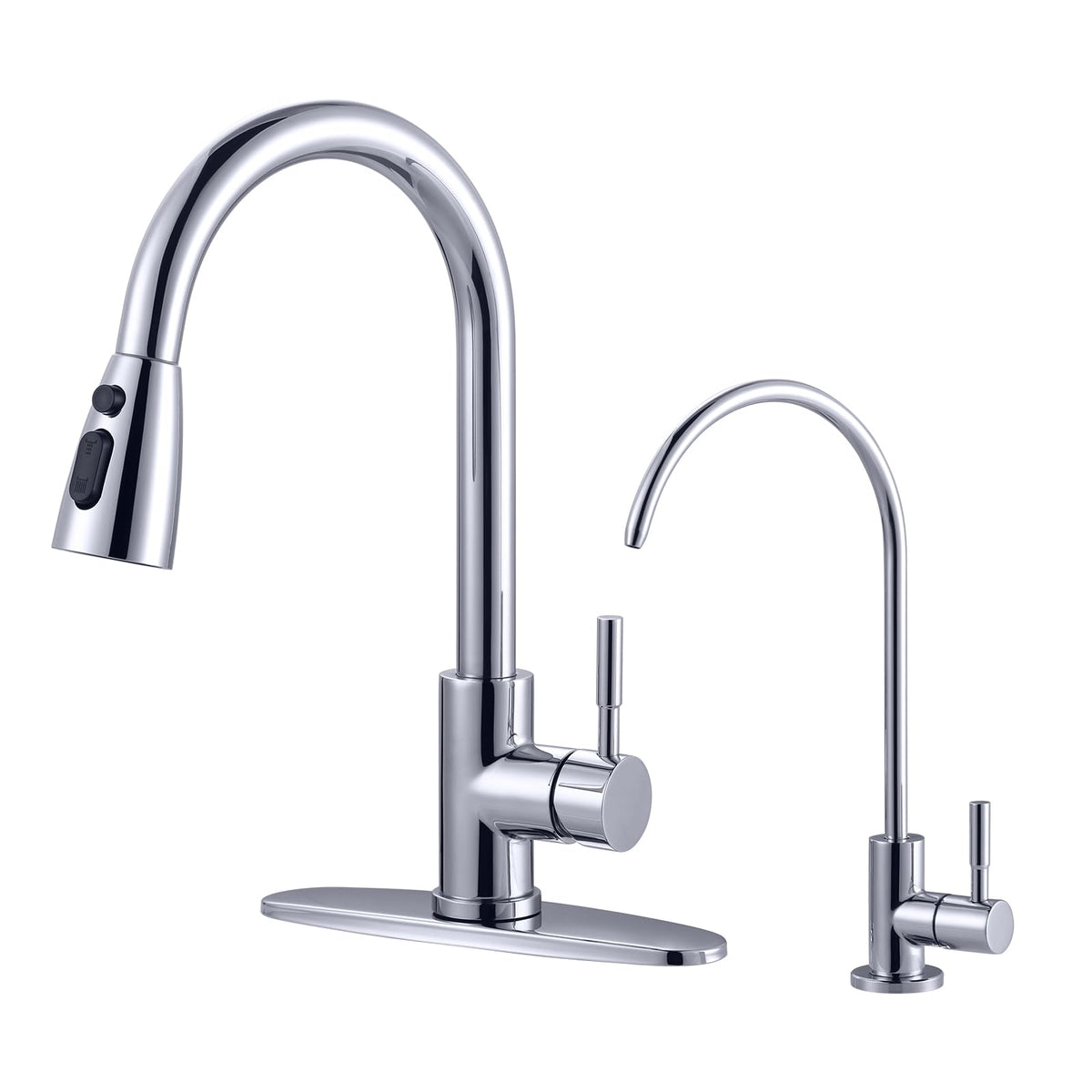 WOWOW Kitchen Faucet with Soap Dispenser: 304 Stainless Steel Kitchen Sink Faucet with Pull Down Sprayer 3 Modes, Single Handle High Arc Mixer Taps for Sink, RV, Laundry, Bar (Brushed Nickel)