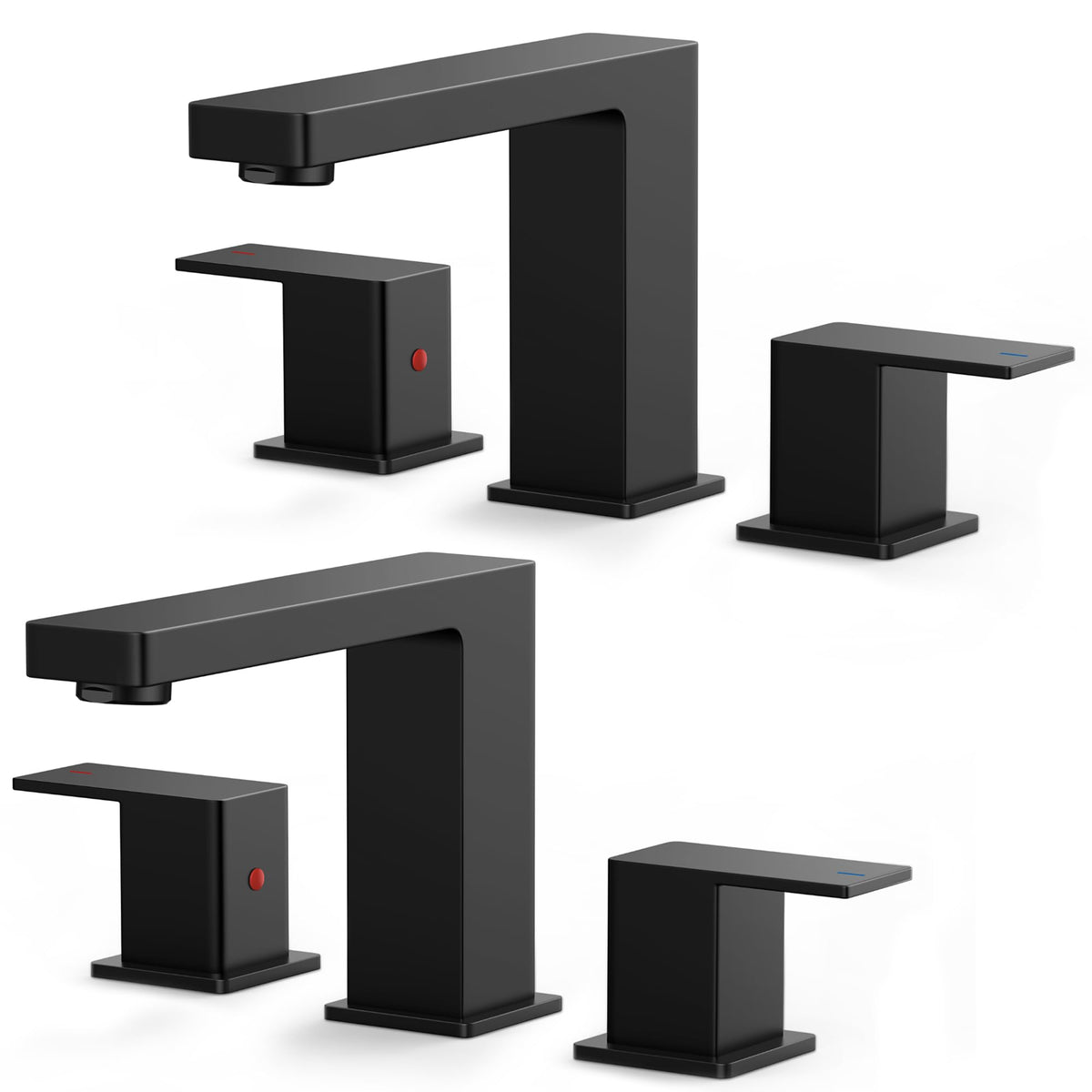 FORIOUS Black Bathroom Faucet 3 Hole, Matte Black Bathroom Sink Faucet Wide