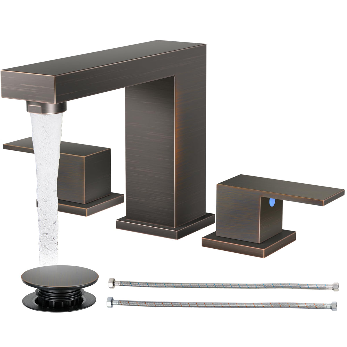 Cobbe Waterfall Bathroom Faucet, Brushed Nickel 4 Inch Centerset 3 Hole