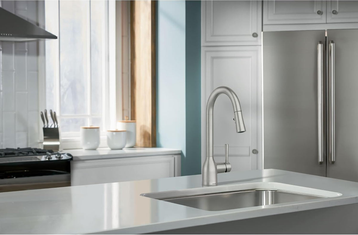 Moen Adler Spot Resist Stainless One-Handle High Arc Pulldown Kitchen Faucet with Power Clean, 87233SRS