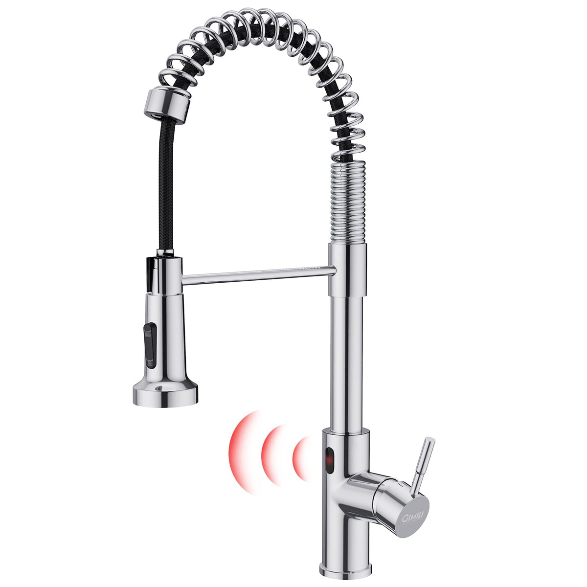 GIMILI Matte Black Touchless Kitchen Faucet with Spring Pull Down Sprayer