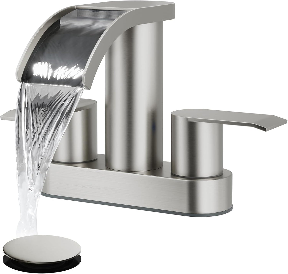 gotonovo 4’’ Centerset Bathroom Sink Faucet Waterfall Brushed Nickel