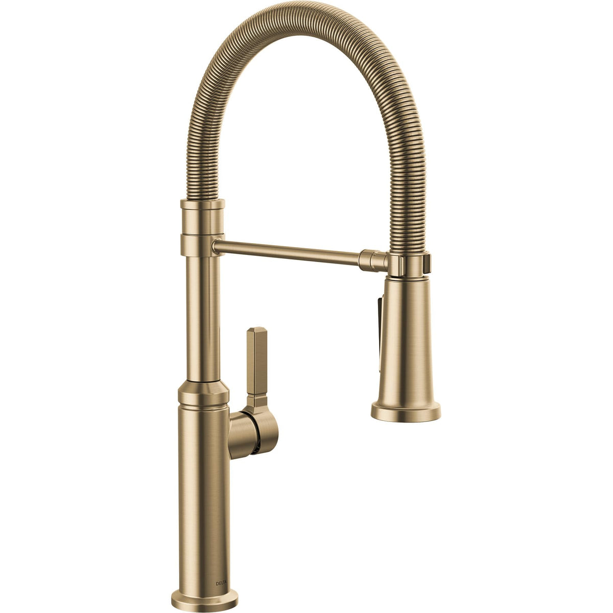 Delta Faucet Rhett Pro Commercial Style Kitchen Faucet with Pull Down Sprayer, Gold Commercial Kitchen Faucet, Spring Kitchen Faucet, Delta Kitchen Sink Faucet, Champagne Bronze 18829-CZ-DST