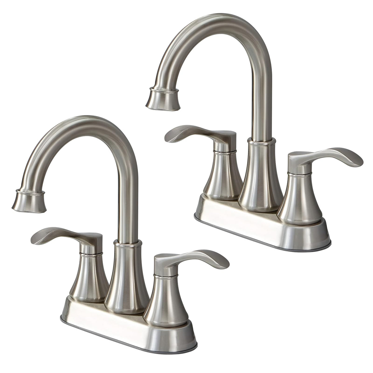 Bathroom Faucet, 4 Inch Centerset, 2 Handle High-Arc, Brushed Nickel