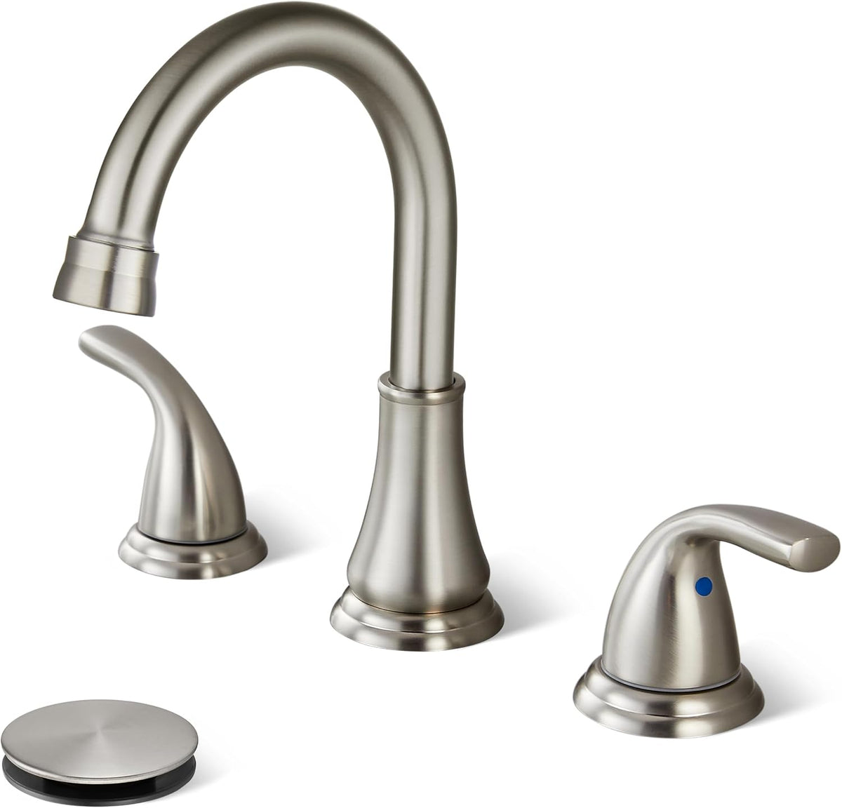 Brushed Nickel Widespread Bathroom Sink Faucet, 3 Hole 8 Inch