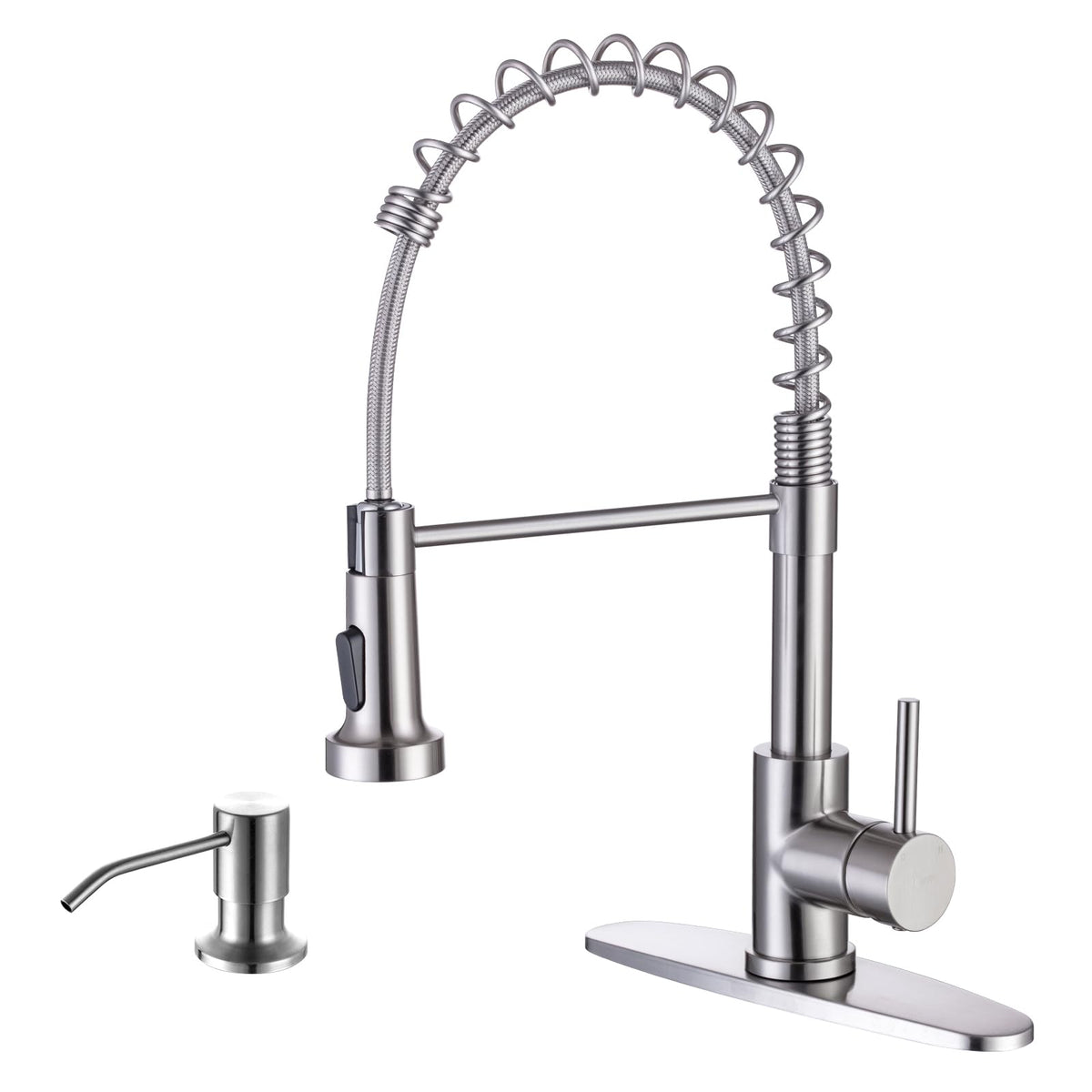 WEWE Black Kitchen Faucet with Pull Down Sprayer, High Arc Bar Sink Faucet